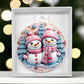 Christmas Ornament - Pastel Pin and Blue Snowmen Acrylic-[Heartfelt Family Gift]