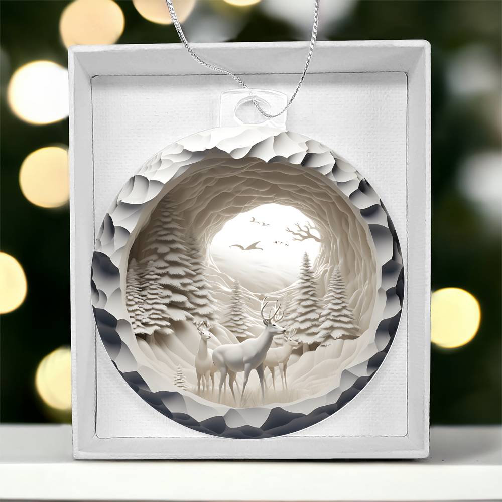 3D Winter Deer Acrylic Ornament - Perfect Holiday Decoration-[Heartfelt Family Gift]