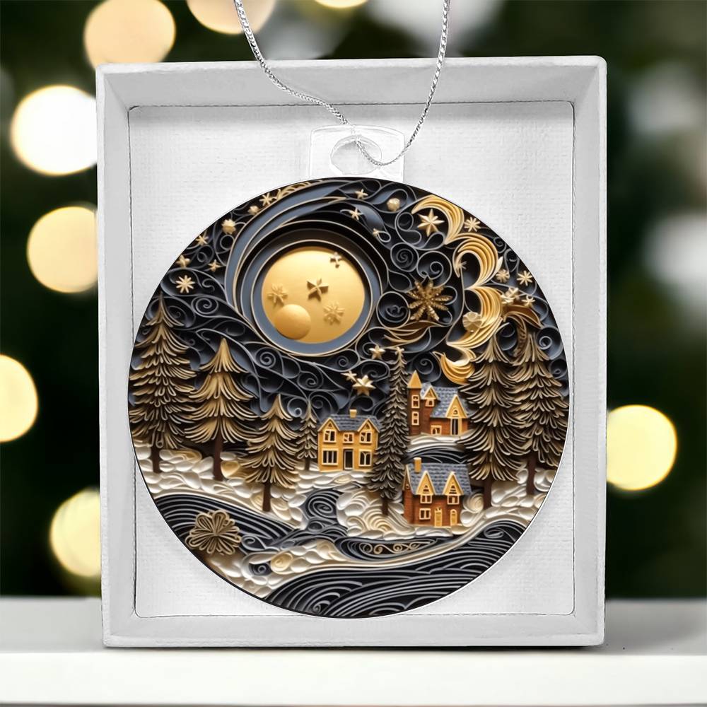 Village Quilling Effect Acrylic Ornament-[Heartfelt Family Gift]