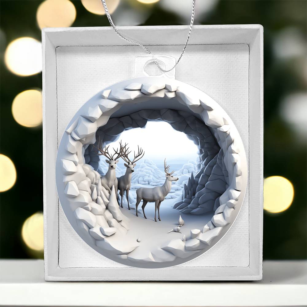 Rustic Winter Deer Acrylic Ornament  Handmade Holiday Decoration-[Heartfelt Family Gift]