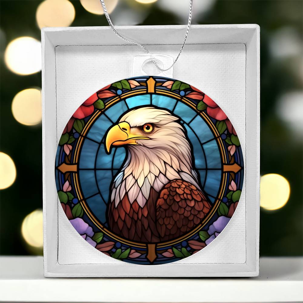 Bald Eagle Stained Glass Acrylic Christmas Ornament - Unique Holiday Decoration-[Heartfelt Family Gift]