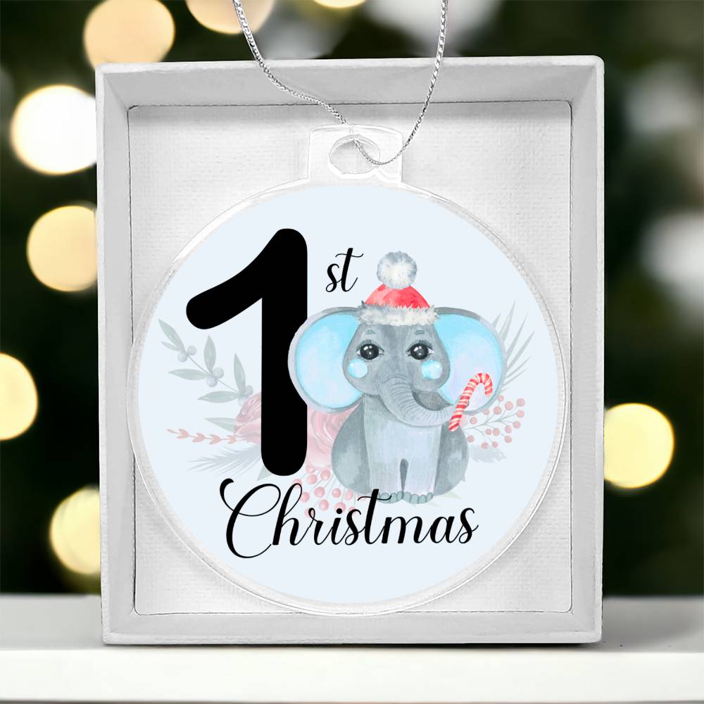 Baby's 1st Christmas Blue Elephant Christmas Tree Ornament-[Heartfelt Family Gift]