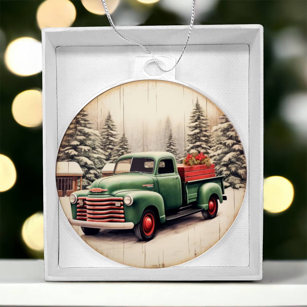 Christmas Pickup truck Acrylic Christmas Ornament-[Heartfelt Family Gift]