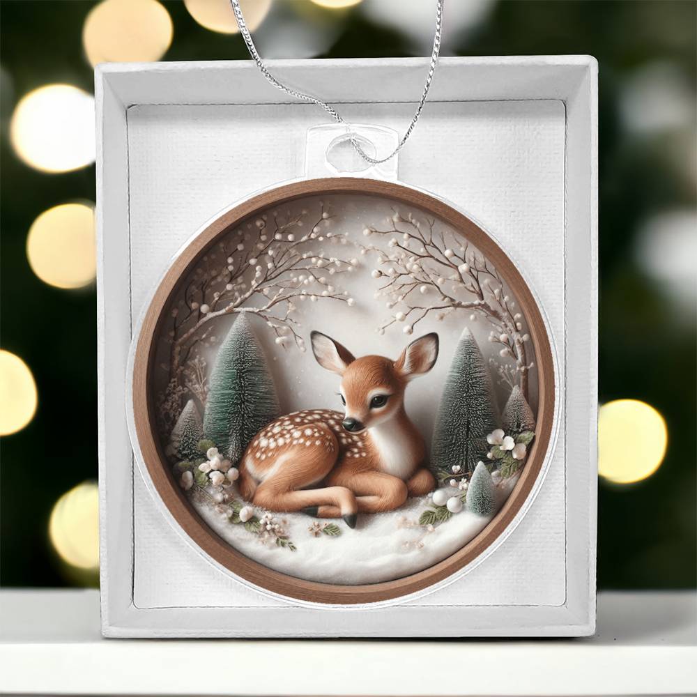 Woodland Deer 3D Effect Acrylic Christmas Ornament