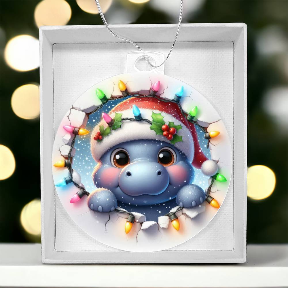 Hippo Breakaway 3d Effect Acrylic Ornament-[Heartfelt Family Gift]