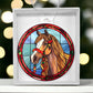 Handmade Stained Glass Horse Christmas Ornament - Festive Holiday Decoration-[Heartfelt Family Gift]