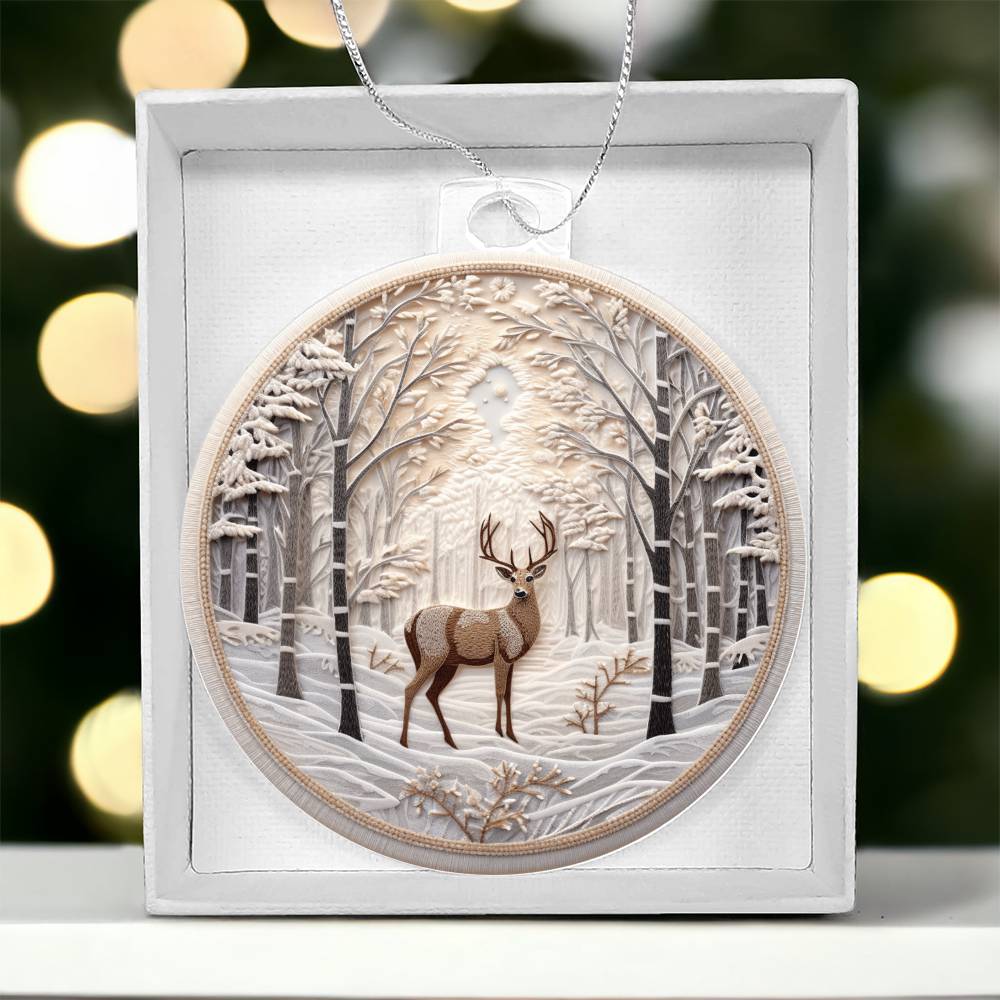 Snowy Deer Christmas Ornament - Festive Holiday Decoration-[Heartfelt Family Gift]