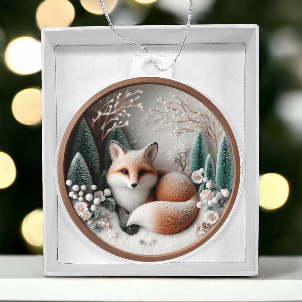 Woodland Fox 3D Effect Acrylic Christmas Ornament