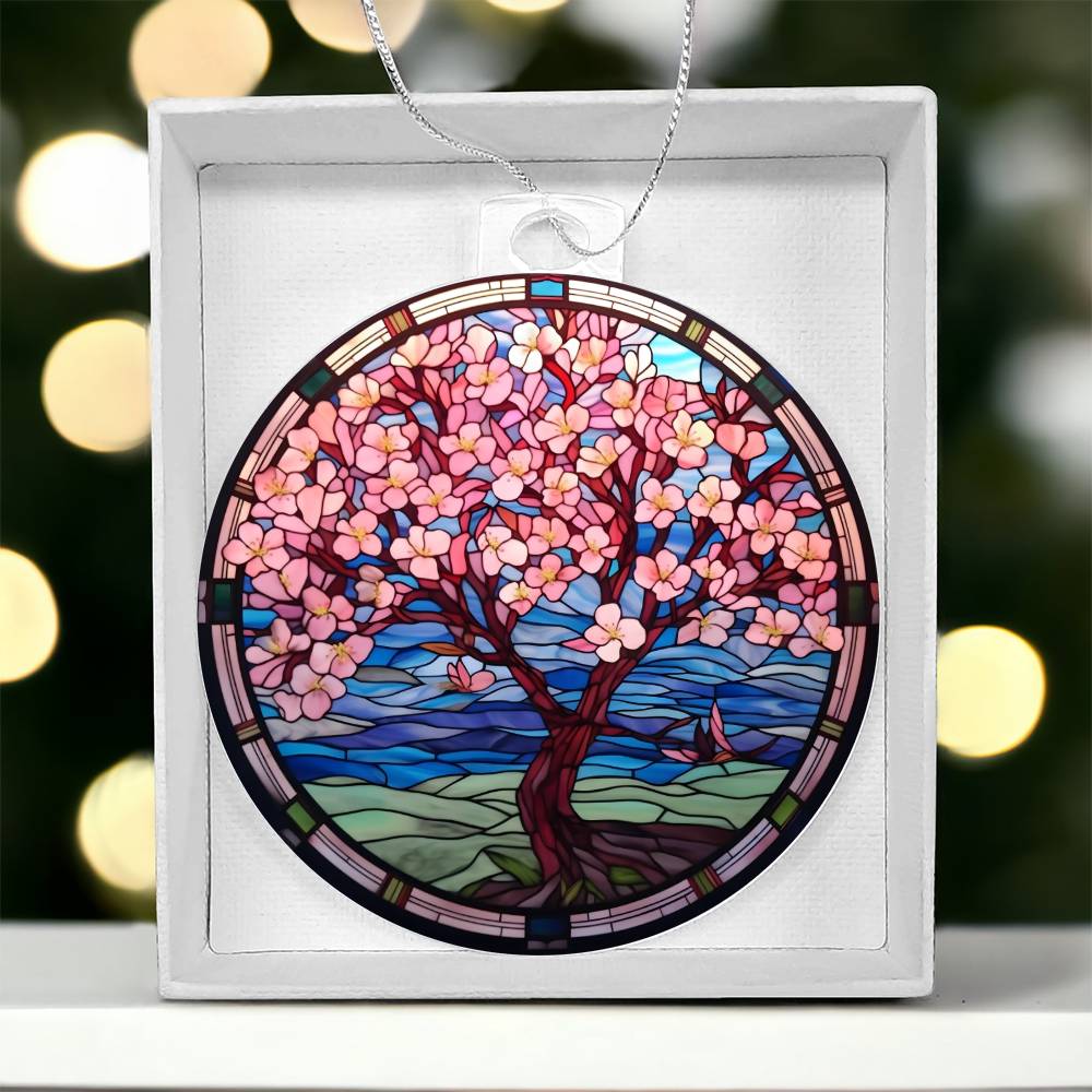 Cherry Blossom Acrylic Christmas Ornament - Festive Holiday Decor-[Heartfelt Family Gift]