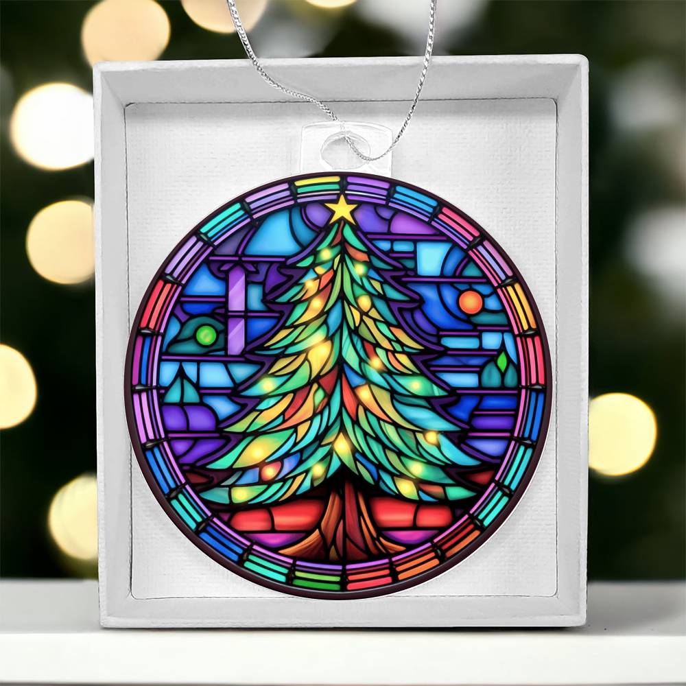 Stained Glass Christmas Tree Ornament-[Heartfelt Family Gift]
