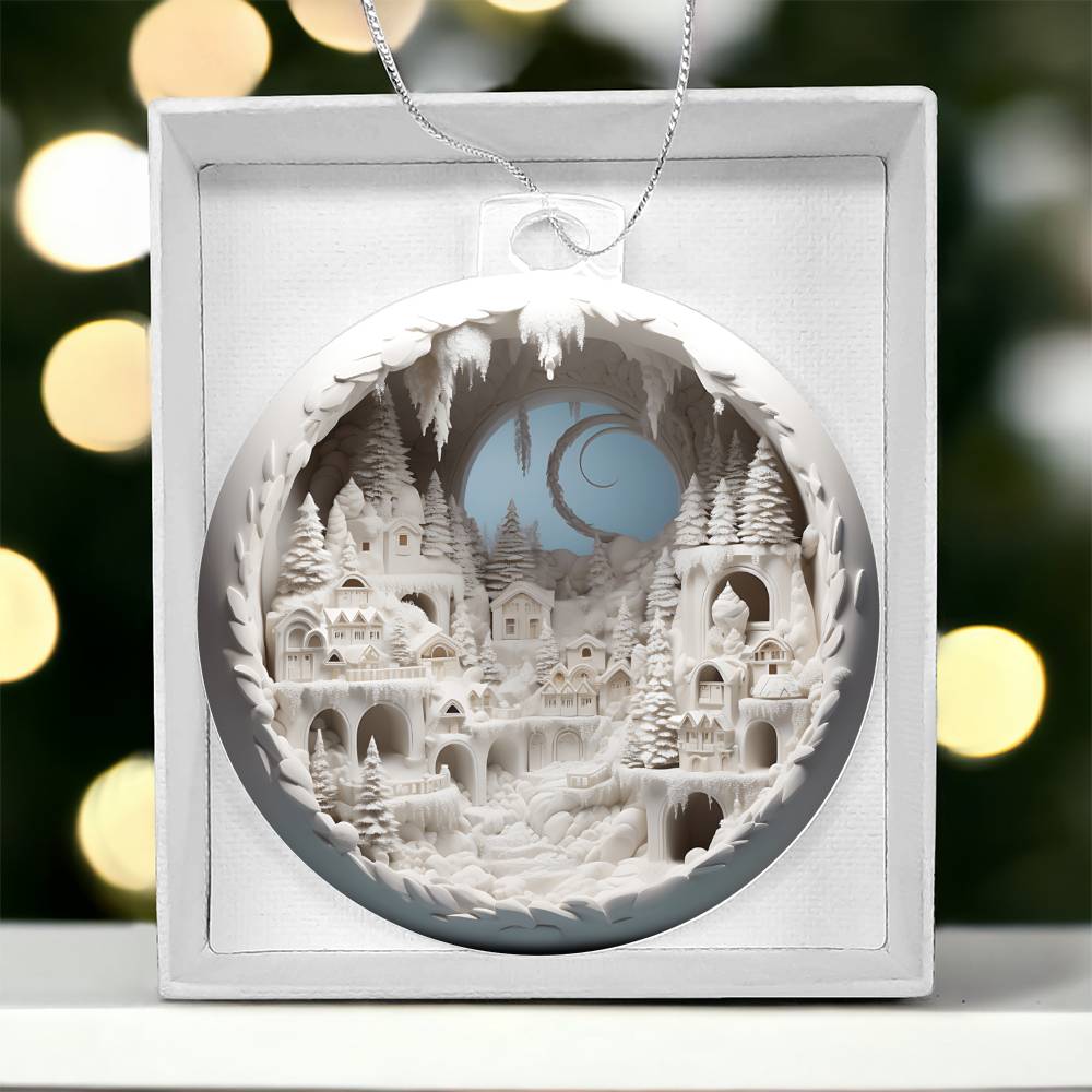 3D Winter Scene Acrylic Ornament - Snowy Ornament for Holiday Decor-[Heartfelt Family Gift]