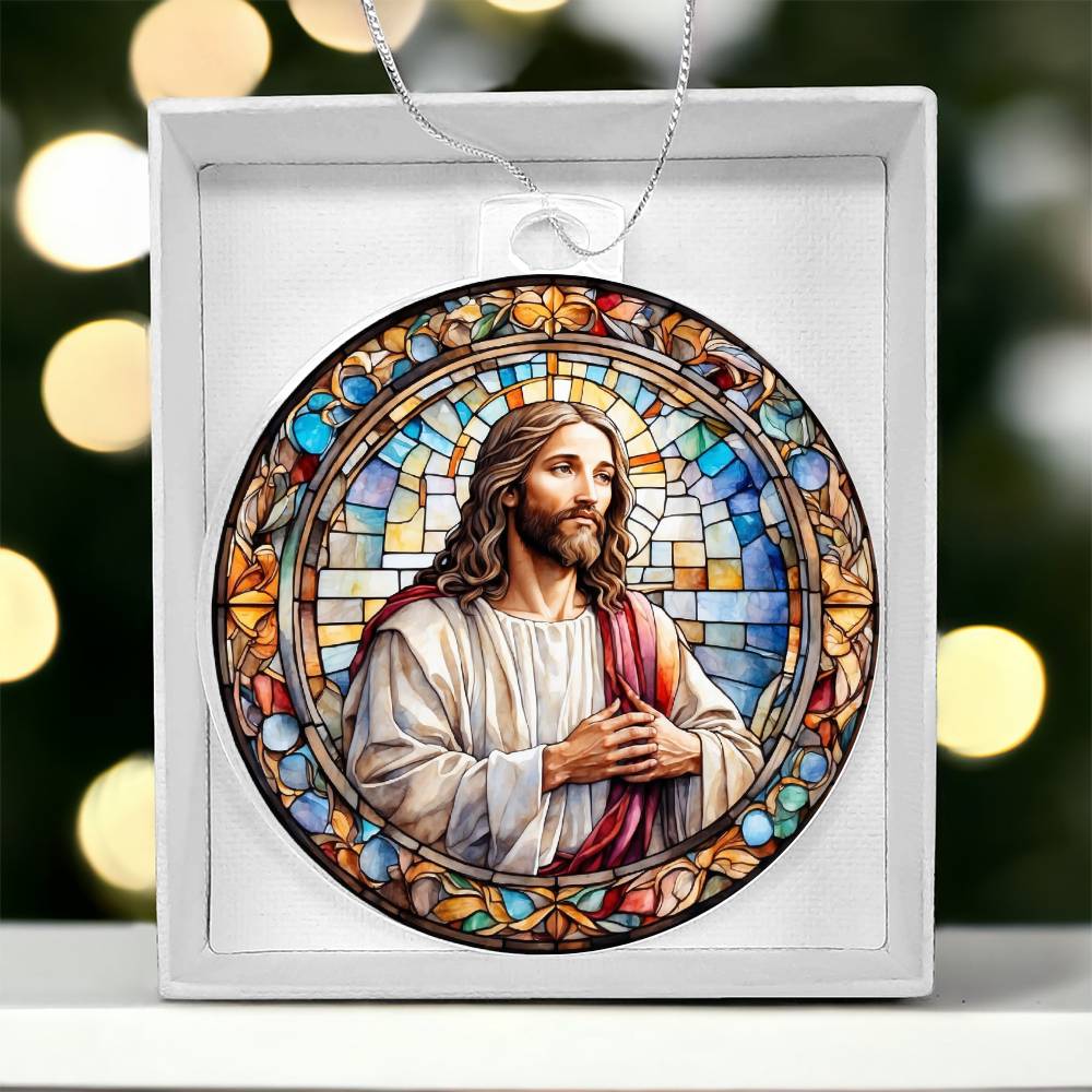 Jesus Stain glass effect Acrylic Christmas Ornament-[Heartfelt Family Gift]