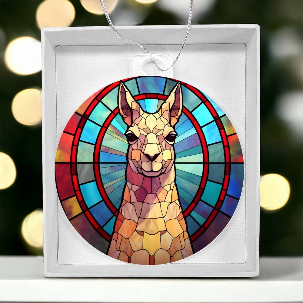 Llama Stained Glass Look Christmas Tree Ornament-[Heartfelt Family Gift]