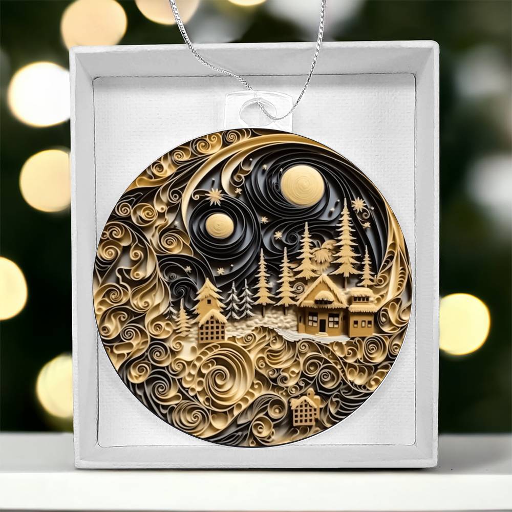 Village Quilling Effect Acrylic Ornament-[Heartfelt Family Gift]
