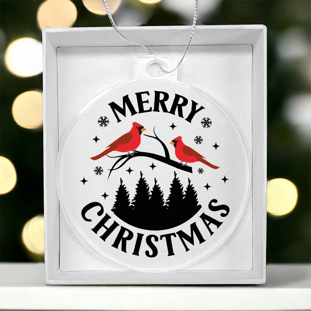 Merry Christmas Cardinal Acrylic Ornament-[Heartfelt Family Gift]