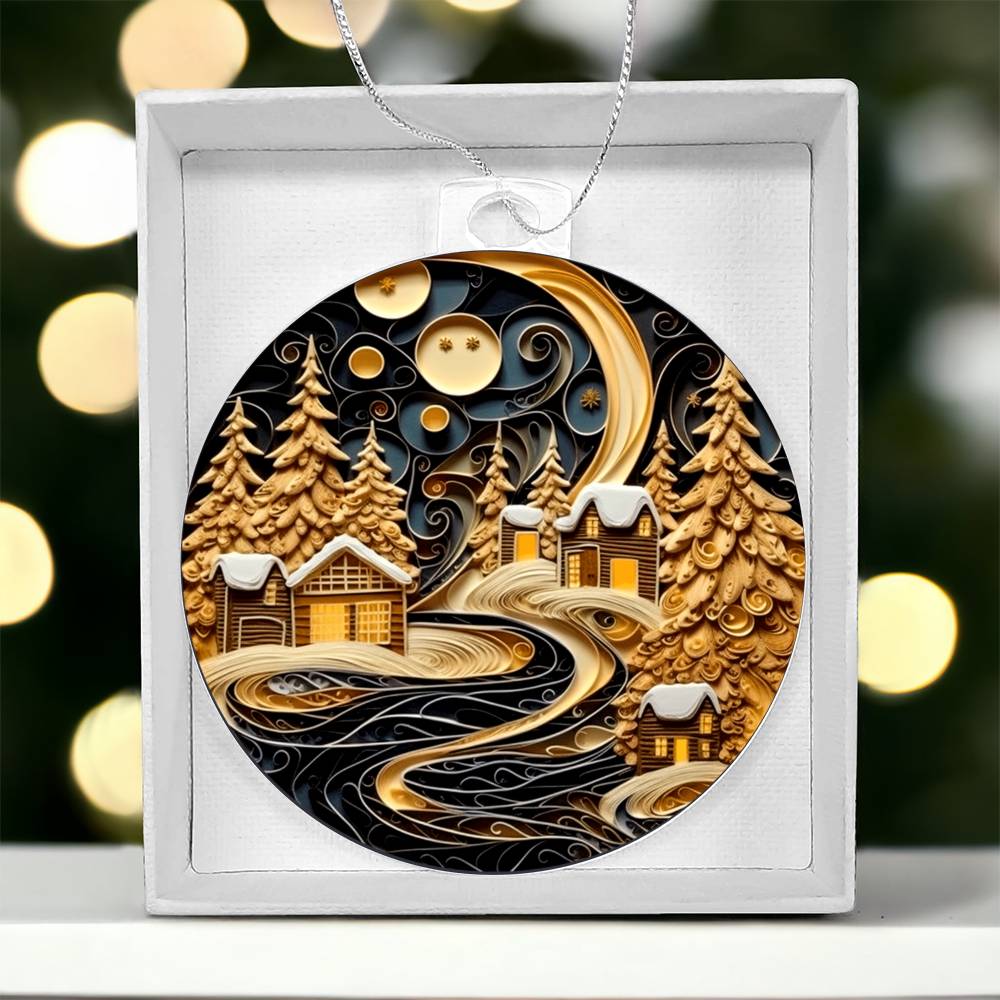 Village Quilling Effect Acrylic Ornament-[Heartfelt Family Gift]