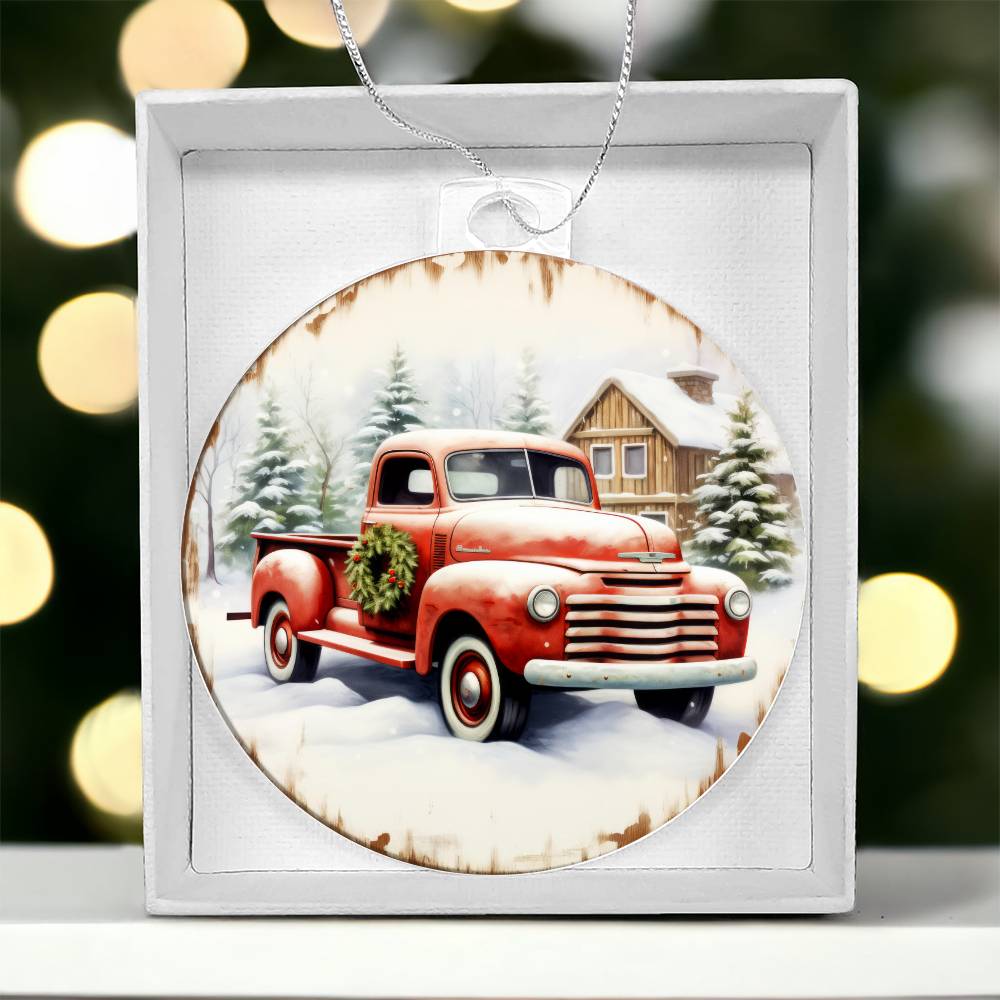 Pickup Truck Acrylic Christmas Ornament-[Heartfelt Family Gift]