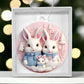 Pastel Pink and Blue Bunny Family Christmas Ornament - Acrylic Adorable Additions to Your Tree-[Heartfelt Family Gift]