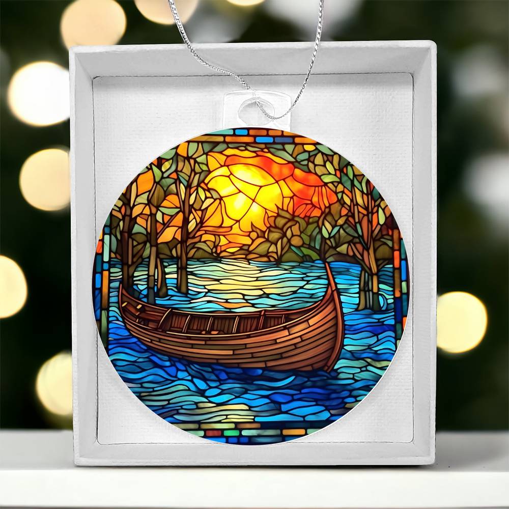 Canoe Acrylic Christmas Ornament - Festive Holiday Decor for Nature Lovers-[Heartfelt Family Gift]
