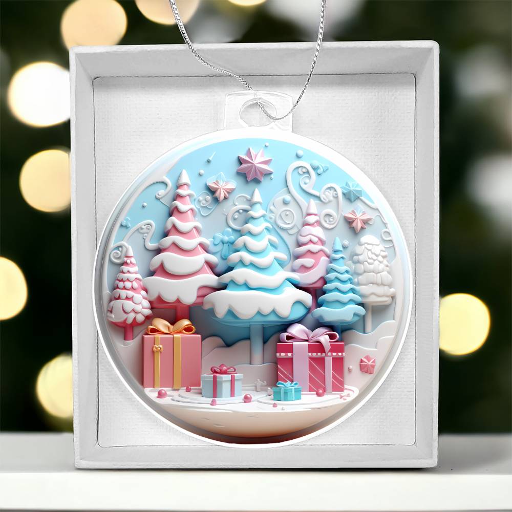 Pastel Pink and Blue Christmas Tree Ornament - Handcrafted Holiday Dcor-[Heartfelt Family Gift]