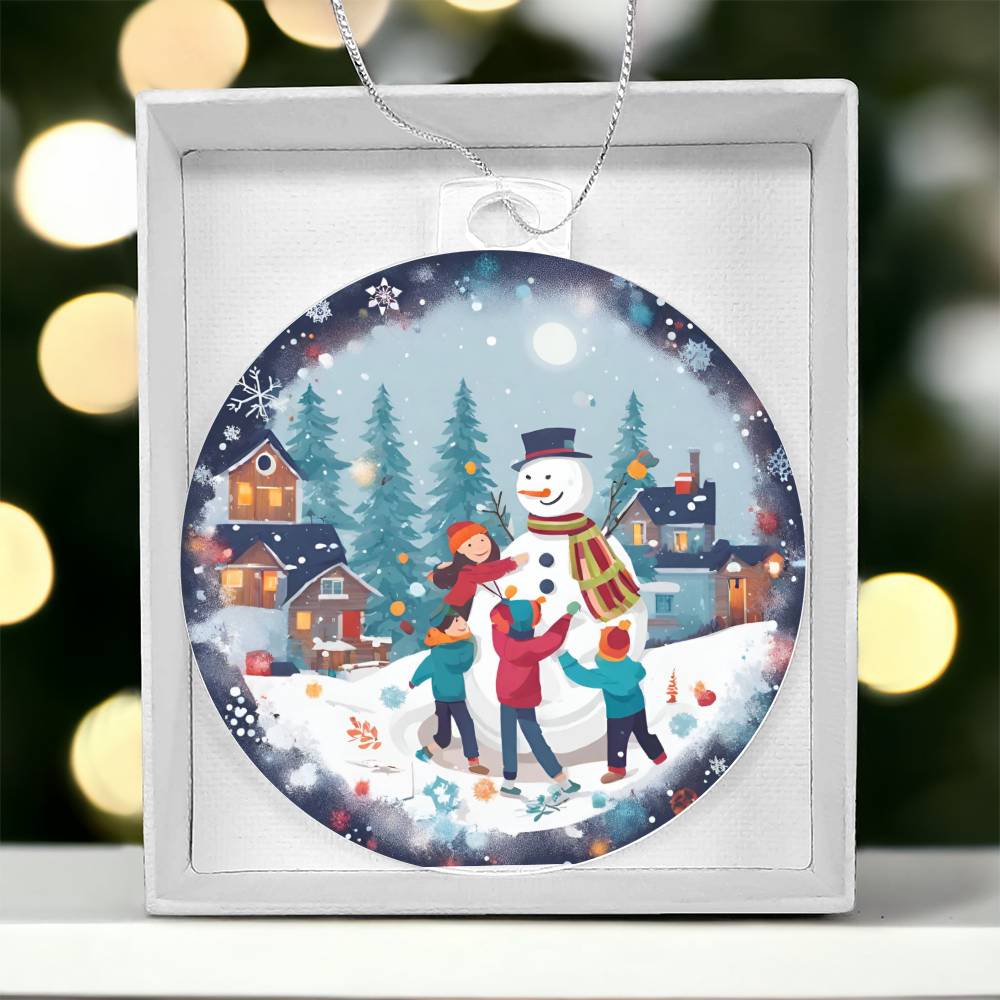 Kids Snow Day Building a Snowman Christmas Ornament - Fun Winter Activity-[Heartfelt Family Gift]