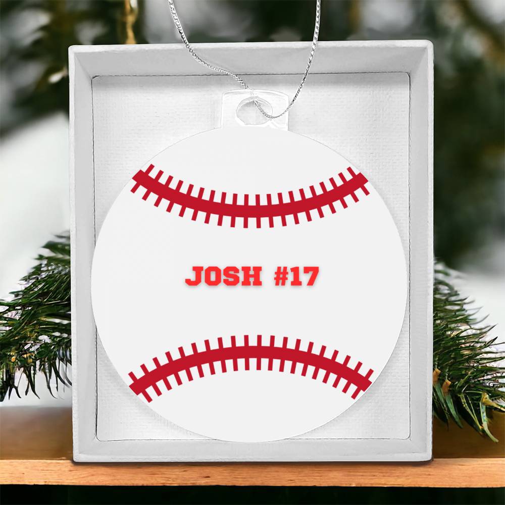 Personalized Baseball Player Christmas Tree Ornament-[Heartfelt Family Gift]