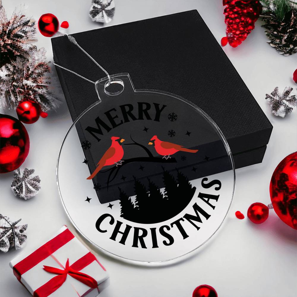 Merry Christmas Cardinal Acrylic Ornament-[Heartfelt Family Gift]
