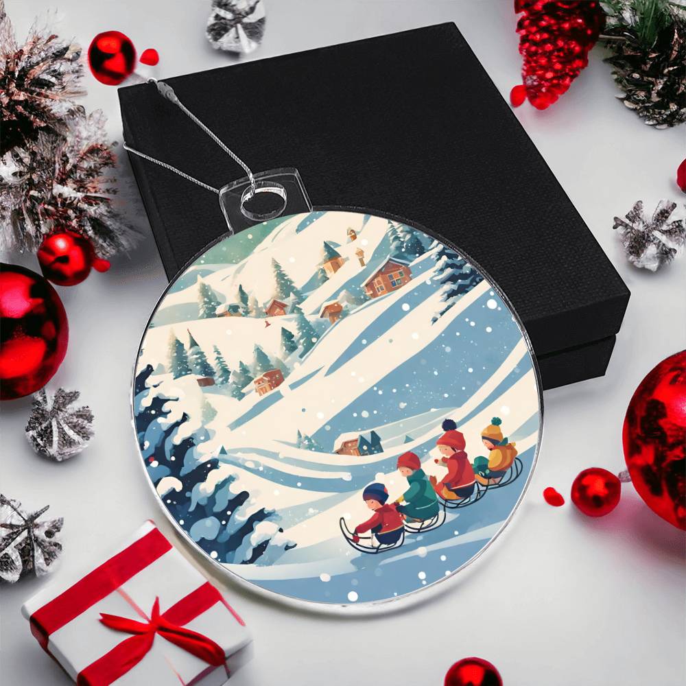 Kids Sledding Christmas Ornament - Handmade Winter Adventure Decor or Gift-[Heartfelt Family Gift]