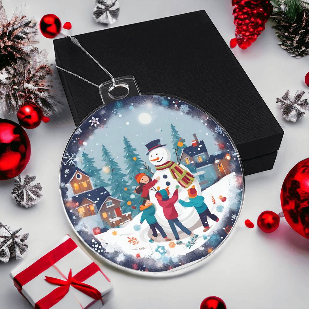 Kids Snow Day Building a Snowman Christmas Ornament - Fun Winter Activity-[Heartfelt Family Gift]