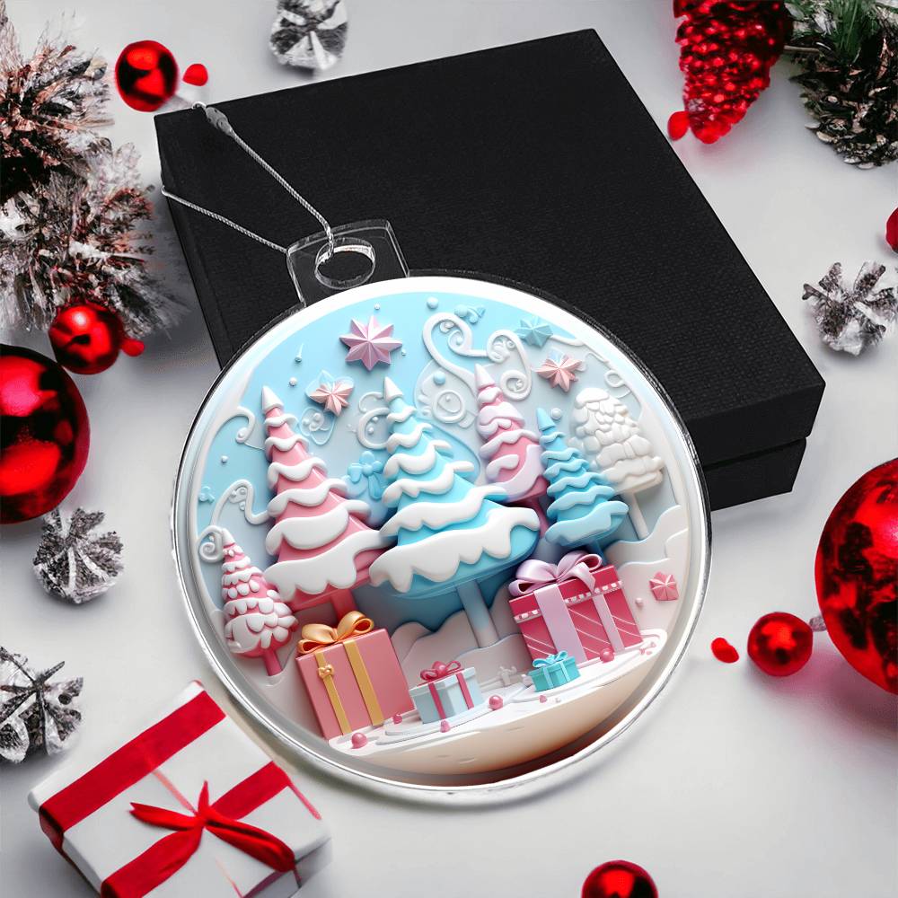 Pastel Pink and Blue Christmas Tree Ornament - Handcrafted Holiday Dcor-[Heartfelt Family Gift]