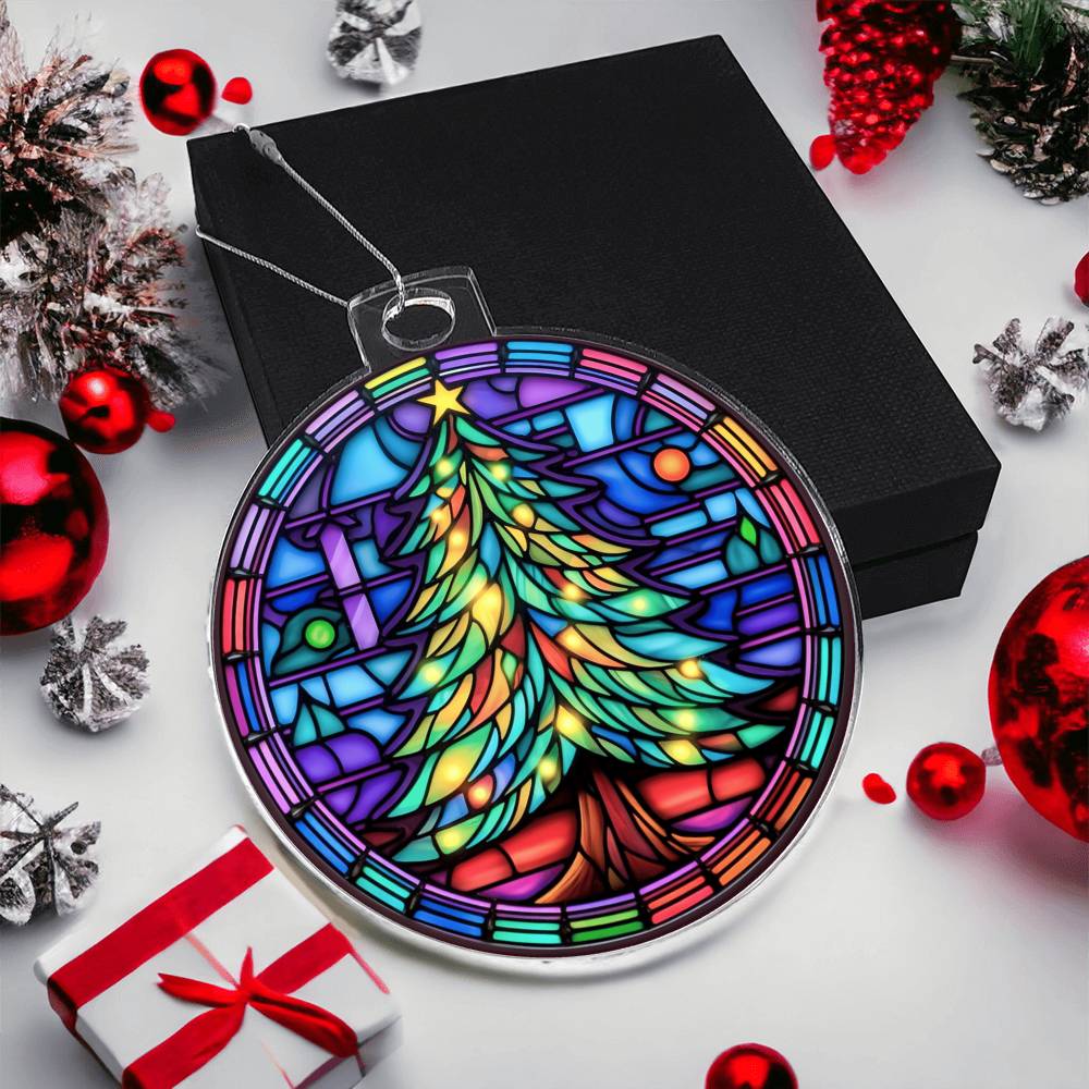 Stained Glass Christmas Tree Ornament-[Heartfelt Family Gift]