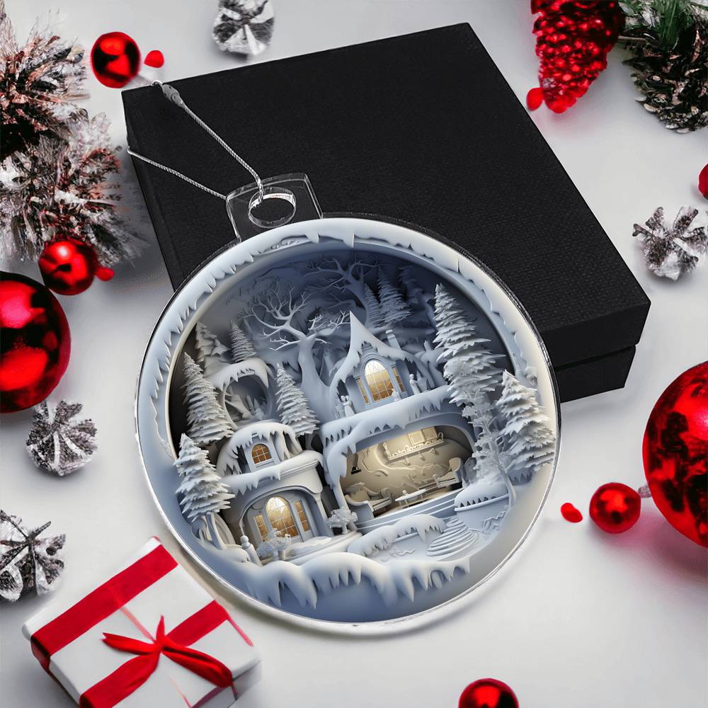 3D Winter Scene Acrylic Ornament - Add a Touch of Magic to Your Holiday Decor-[Heartfelt Family Gift]