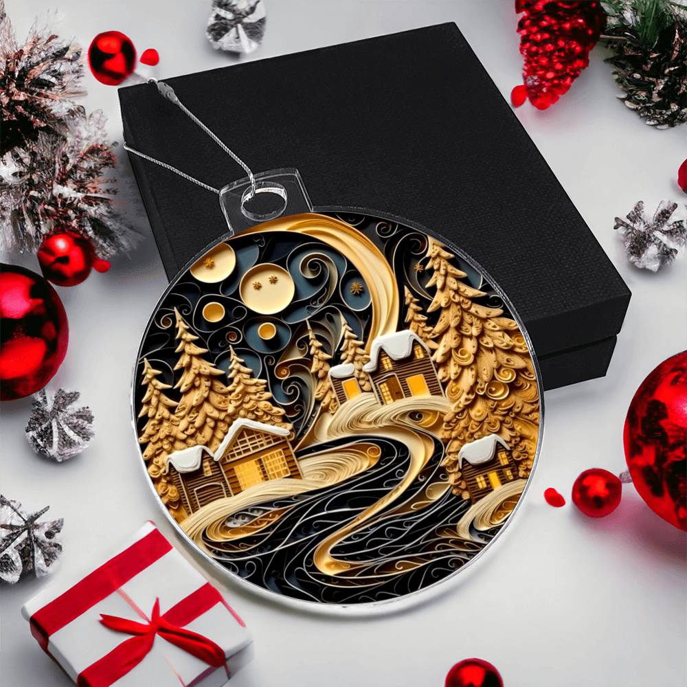 Village Quilling Effect Acrylic Ornament-[Heartfelt Family Gift]