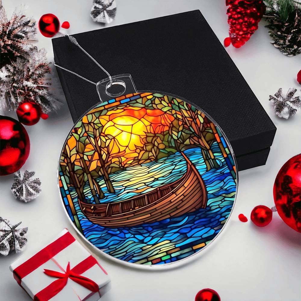 Canoe Acrylic Christmas Ornament - Festive Holiday Decor for Nature Lovers-[Heartfelt Family Gift]