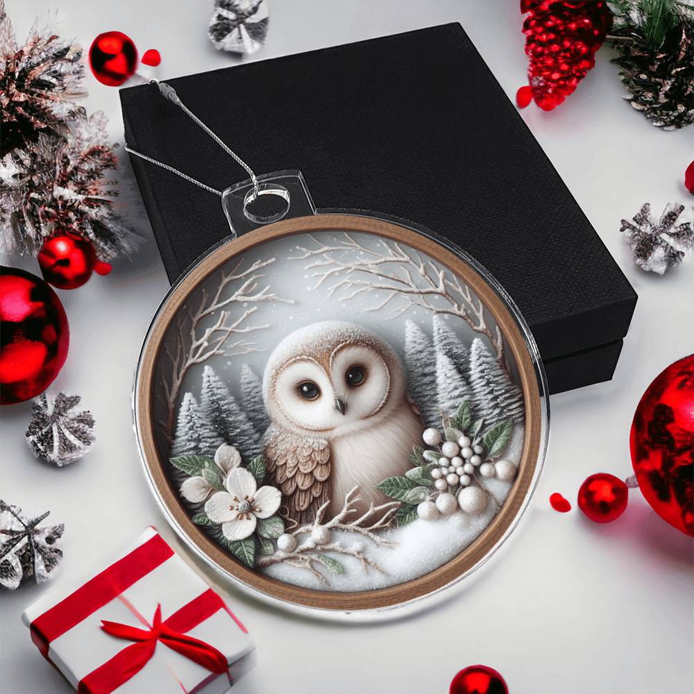 Woodland Owl 3D Effect Acrylic Christmas Ornament