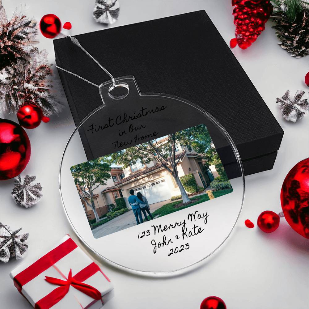Personalized First Christmas in Our New Home Round Acrylic Ornament-[Heartfelt Family Gift]