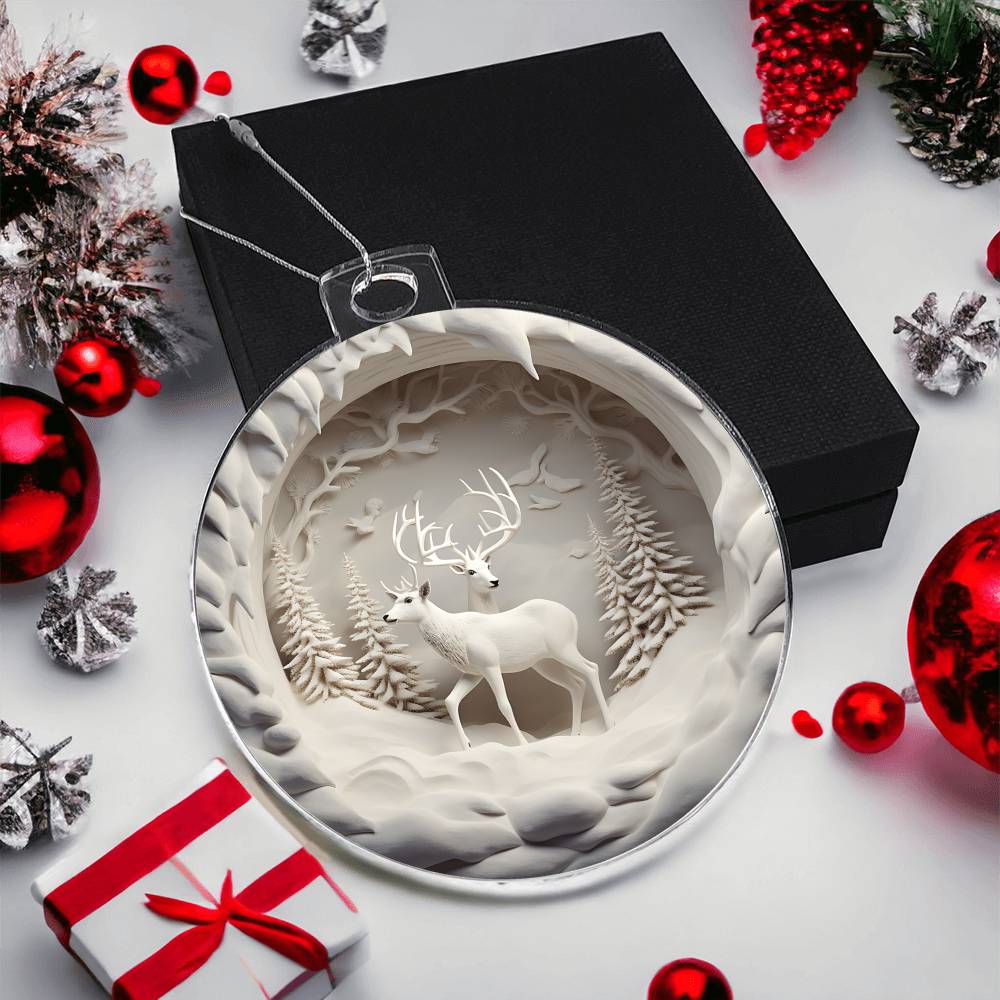 Winter Deer Acrylic Ornament - 3D Effect Decoration for a Festive Touch - Perfect for Holiday Season Dcor-[Heartfelt Family Gift]