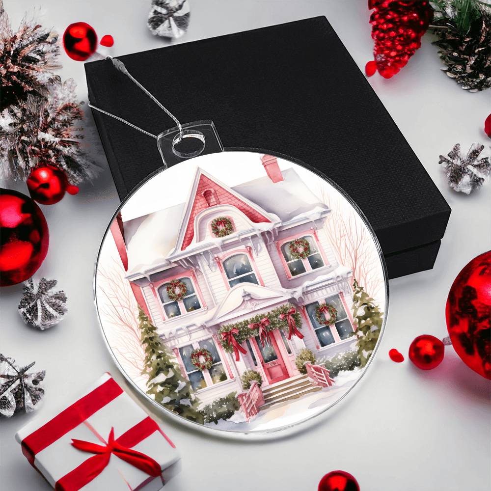 Victorian Houses Christmas Ornament - Acrylic Holiday Decor-[Heartfelt Family Gift]
