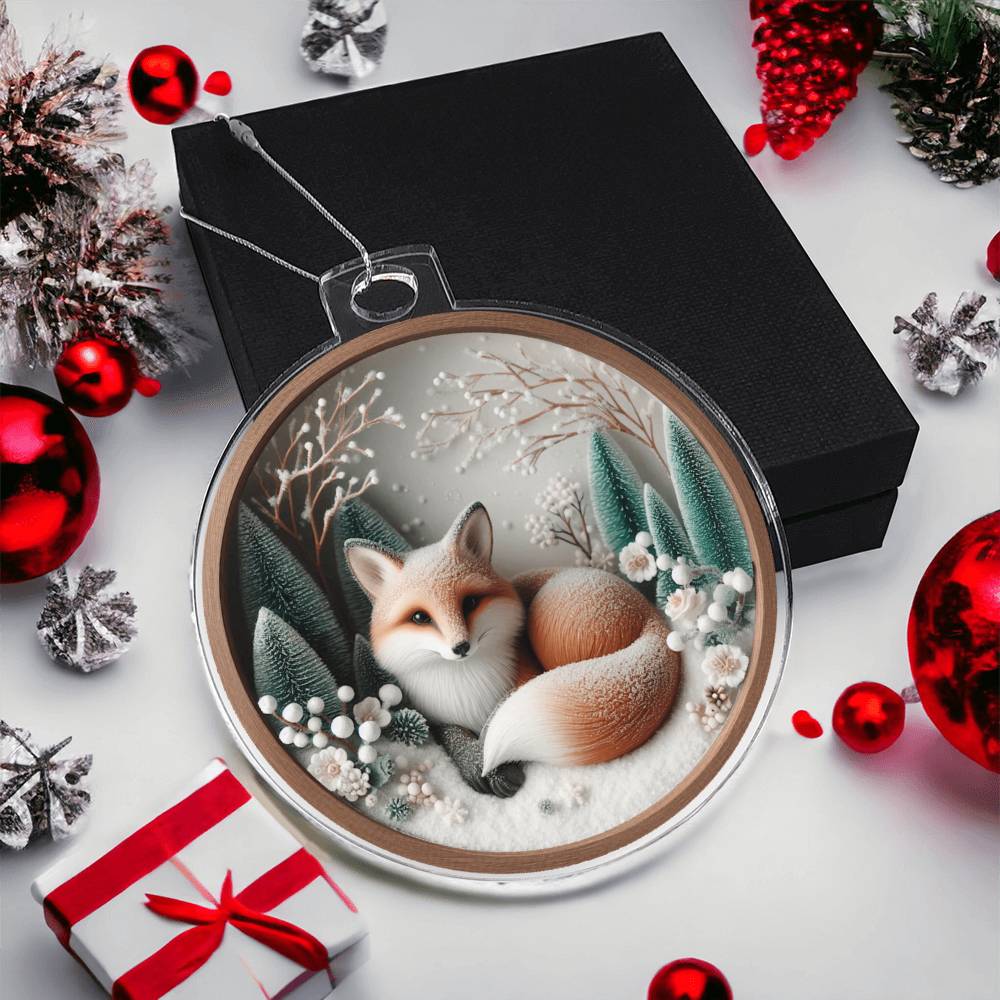 Woodland Fox 3D Effect Acrylic Christmas Ornament