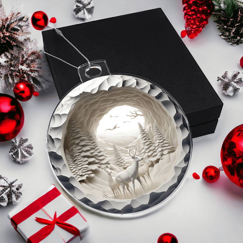 3D Winter Deer Acrylic Ornament - Perfect Holiday Decoration-[Heartfelt Family Gift]