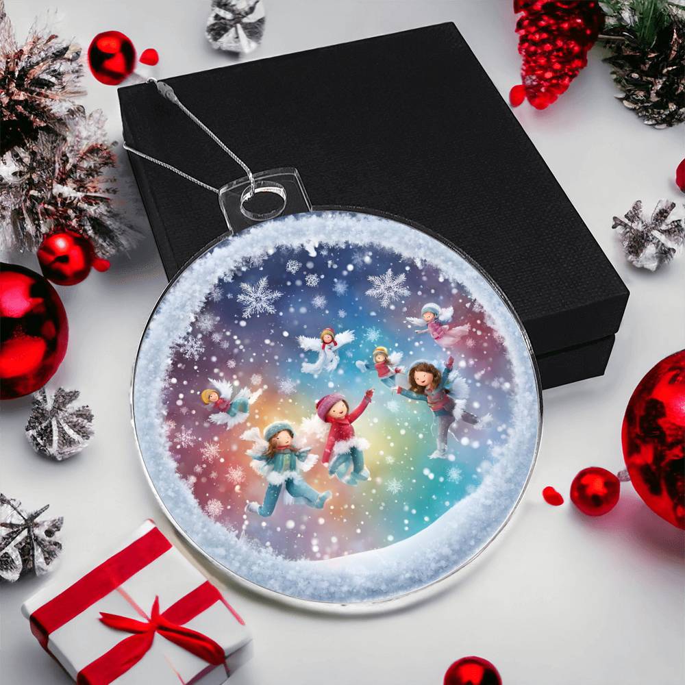 Snow Day Snow Angels Christmas Ornament - Festive Holiday Decoration-[Heartfelt Family Gift]