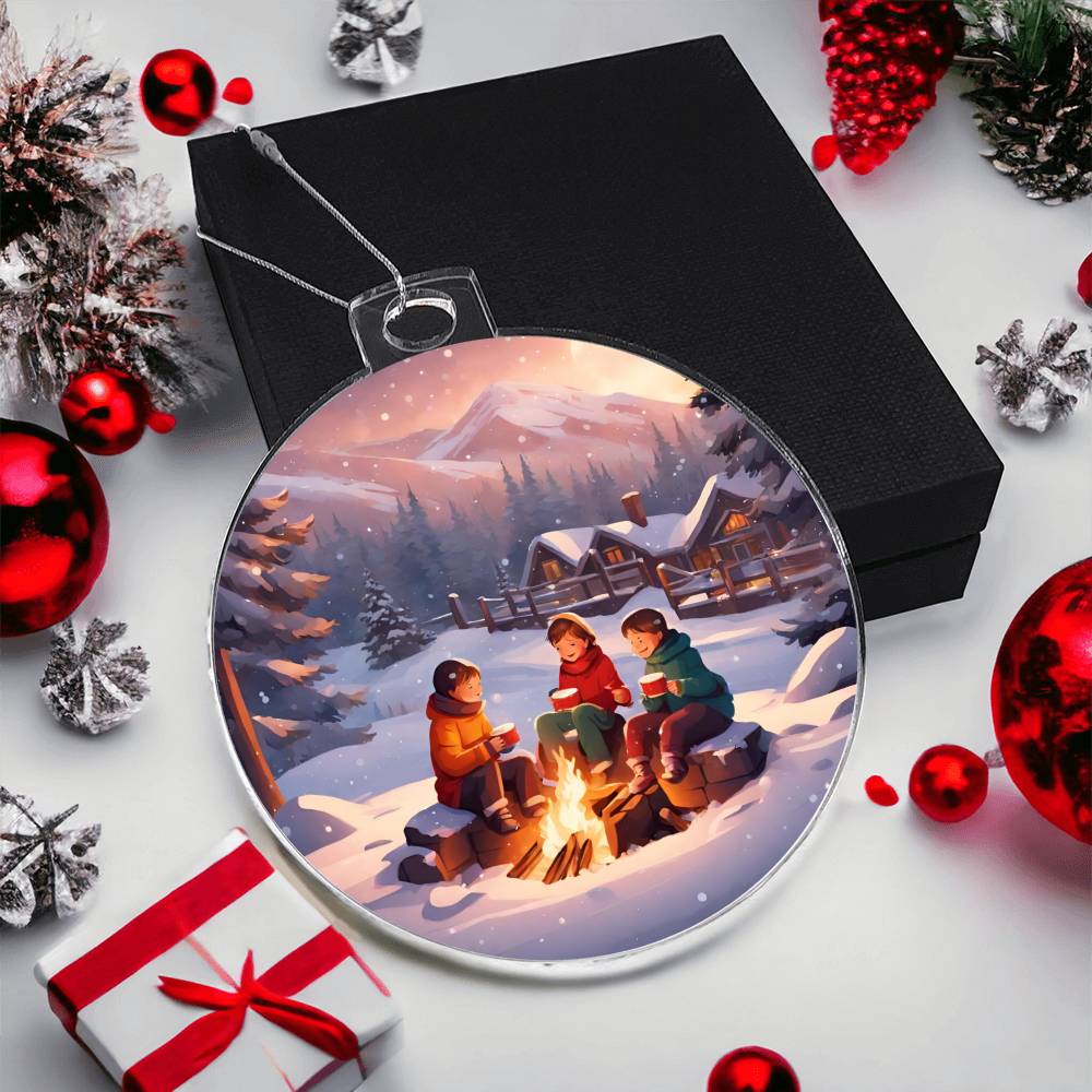 Fireside Snow Day Christmas Ornament - Cozy Holiday Decoration-[Heartfelt Family Gift]