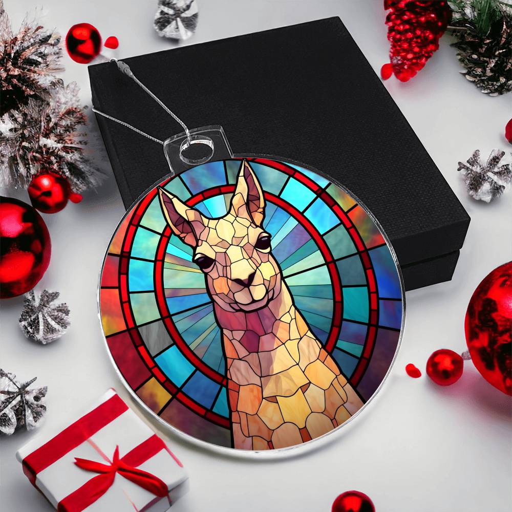 Llama Stained Glass Look Christmas Tree Ornament-[Heartfelt Family Gift]