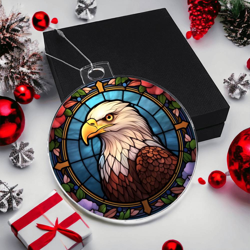 Bald Eagle Stained Glass Acrylic Christmas Ornament - Unique Holiday Decoration-[Heartfelt Family Gift]