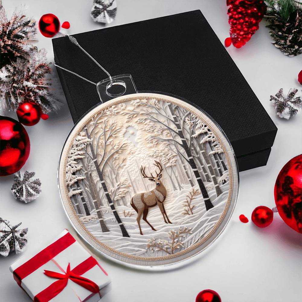 Snowy Deer Christmas Ornament - Festive Holiday Decoration-[Heartfelt Family Gift]