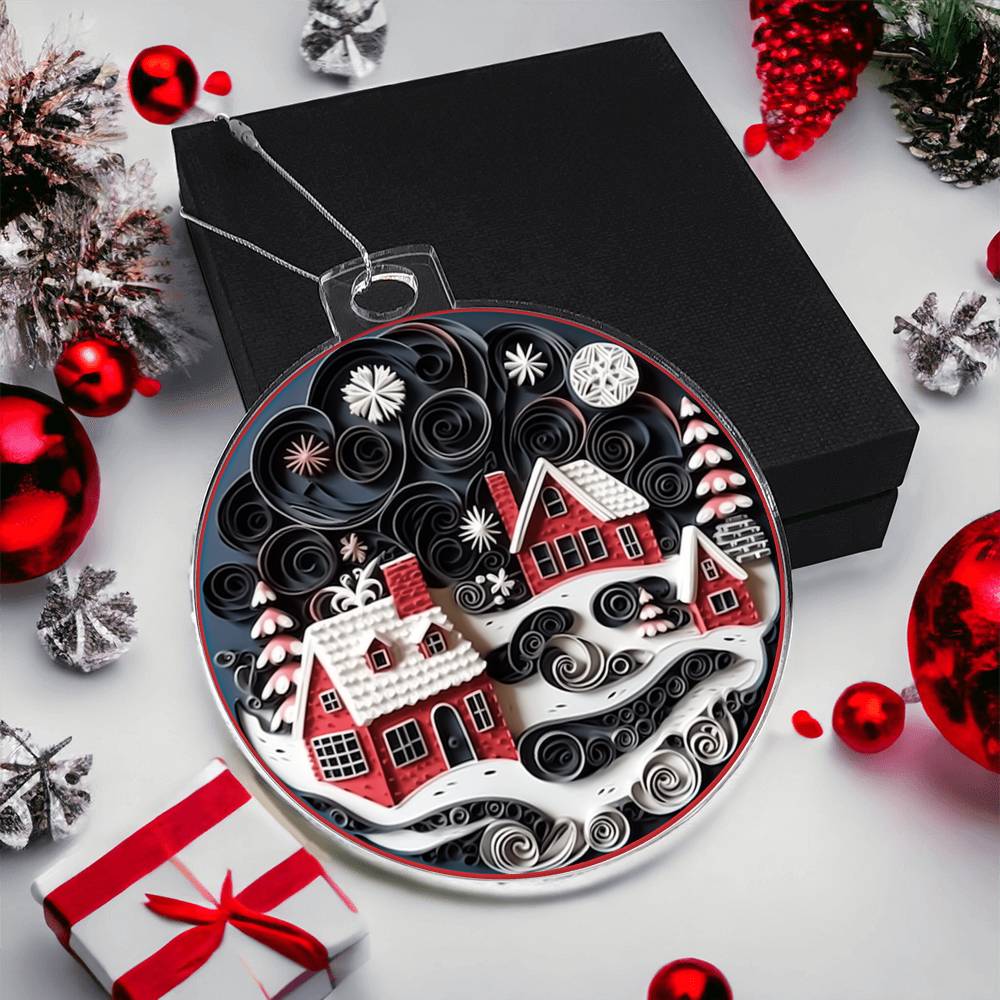Christmas Village Acrylic Ornament-[Heartfelt Family Gift]