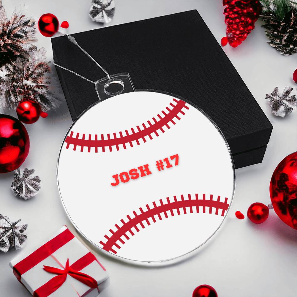 Personalized Baseball Player Christmas Tree Ornament-[Heartfelt Family Gift]