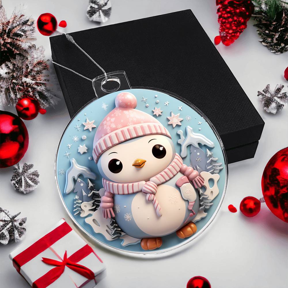 Pastel Penguin Acrylic Ornament - Ideal for Holiday Dcor-[Heartfelt Family Gift]