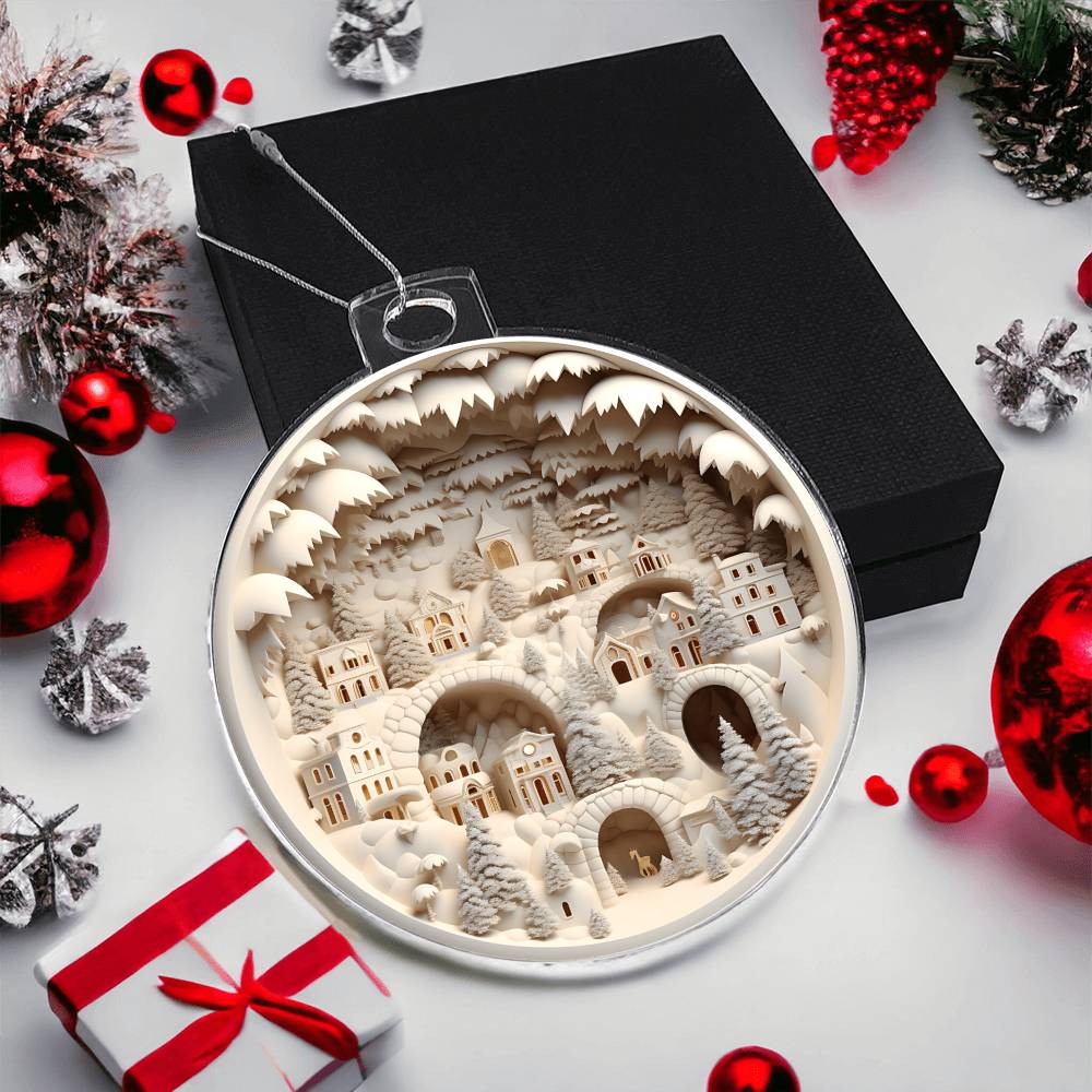 Winter Wonderland 3D Effect Acrylic Ornament for a Festive Holiday Dcor-[Heartfelt Family Gift]