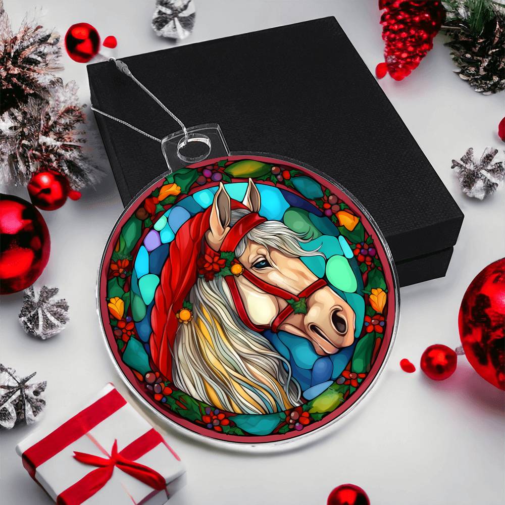 Stunning Stained Glass Horse Christmas Ornament - Perfect for Holiday Decorations-[Heartfelt Family Gift]